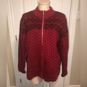 Lands' End Red and Black Patterned Sweater